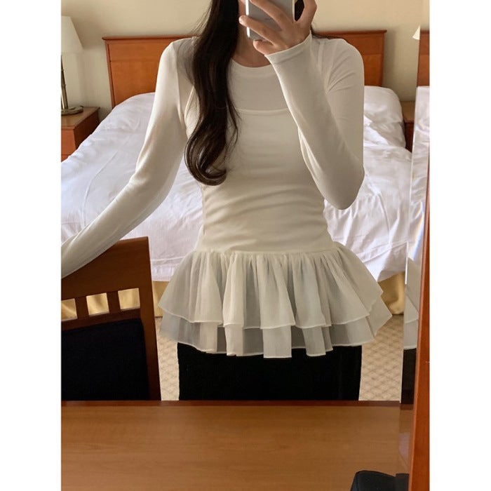 Xin Wang [Guan Tu 260G Random Modal 1*1] Ballet Lace Inner Base Shirt Slim Top - Image 1